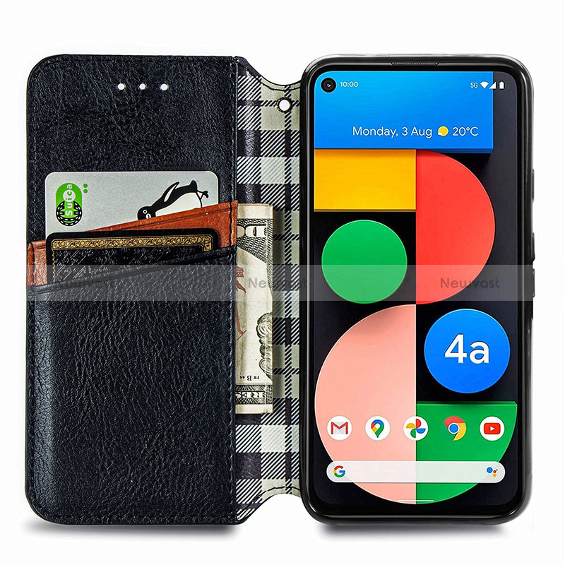 Leather Case Stands Flip Cover Holder S09D for Google Pixel 4a 5G