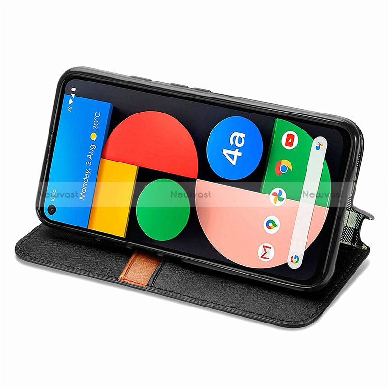 Leather Case Stands Flip Cover Holder S09D for Google Pixel 4a 5G