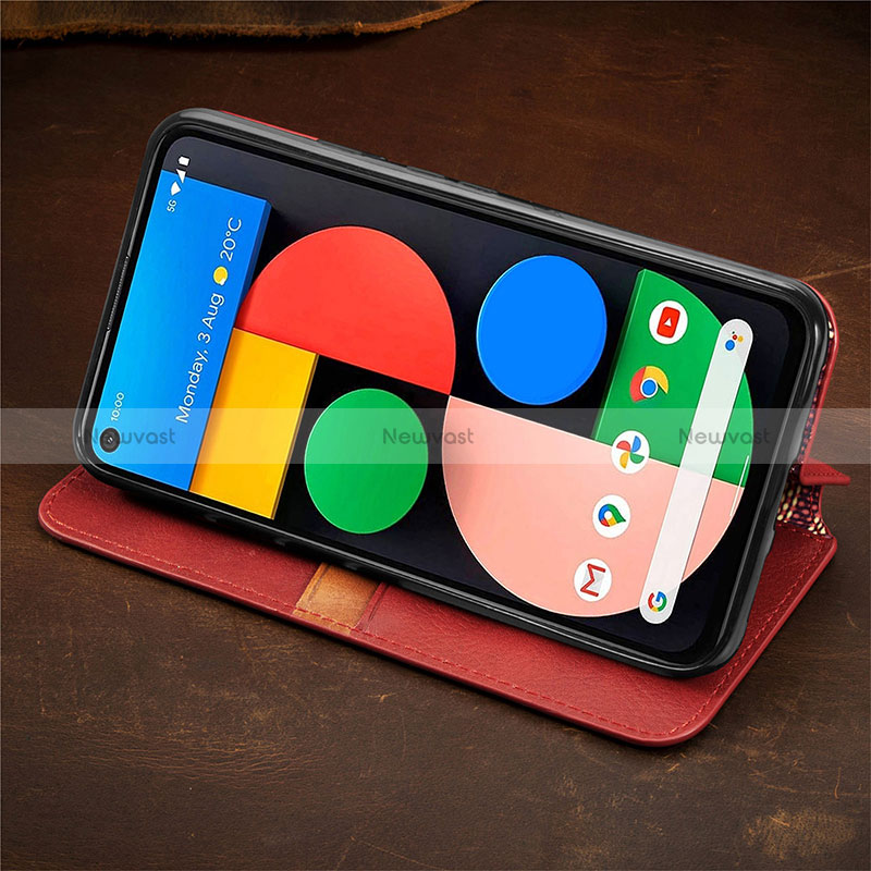 Leather Case Stands Flip Cover Holder S09D for Google Pixel 5