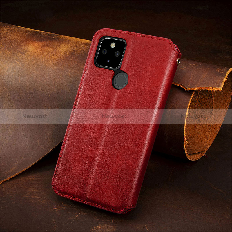 Leather Case Stands Flip Cover Holder S09D for Google Pixel 5