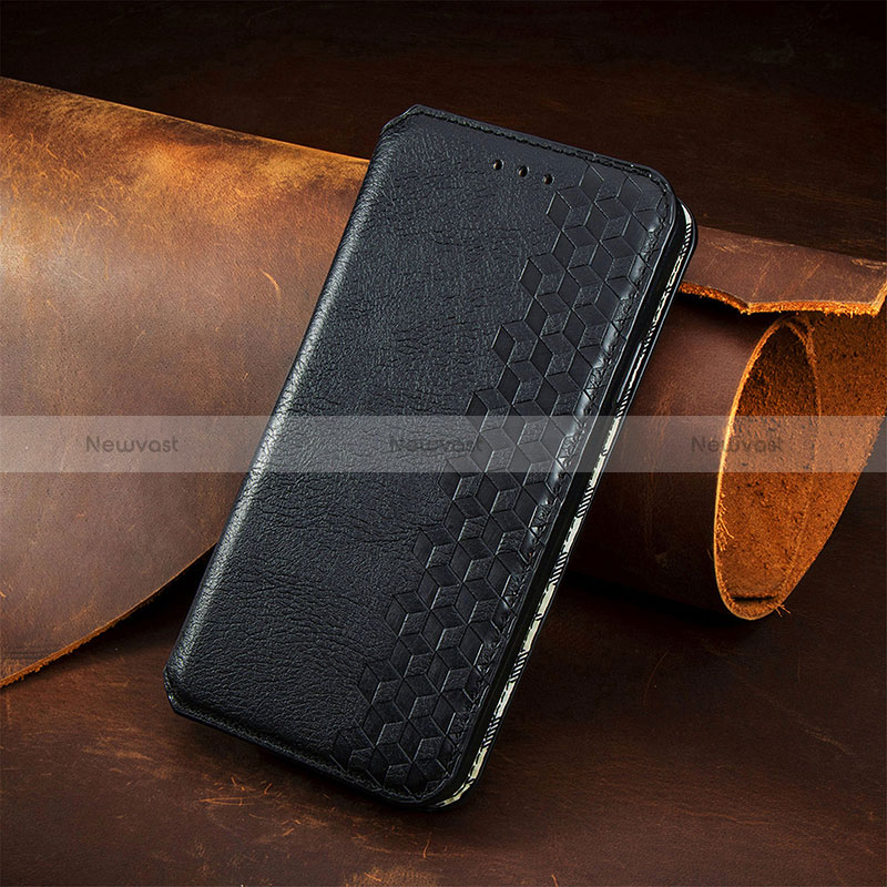 Leather Case Stands Flip Cover Holder S09D for Google Pixel 5 XL 5G Black
