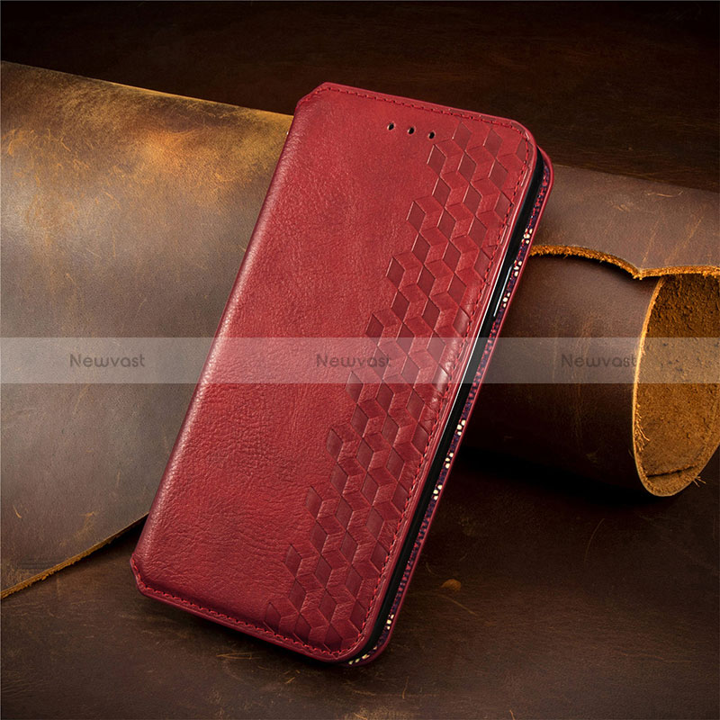 Leather Case Stands Flip Cover Holder S09D for Huawei Honor X10 Max 5G Red