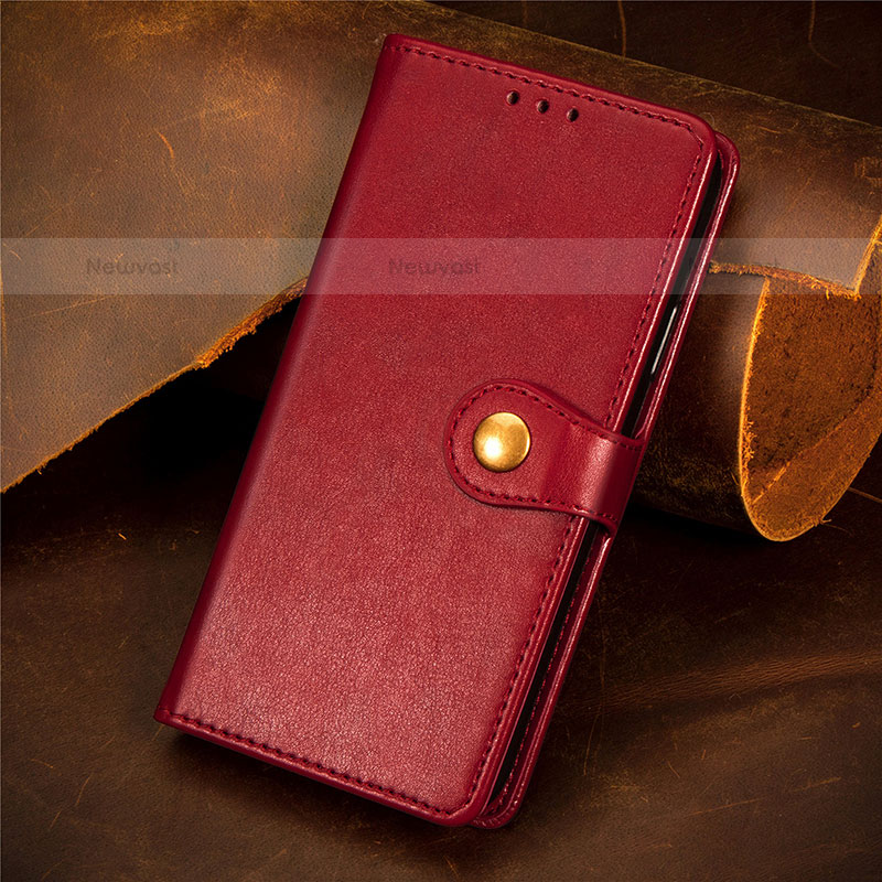 Leather Case Stands Flip Cover Holder S09D for Samsung Galaxy S22 5G Red