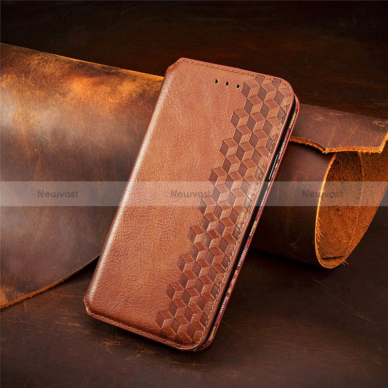Leather Case Stands Flip Cover Holder S09D for Xiaomi Poco X3 NFC Brown