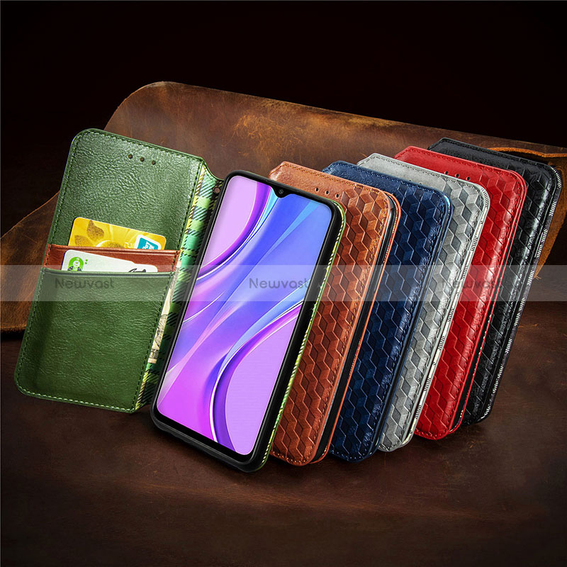 Leather Case Stands Flip Cover Holder S09D for Xiaomi Redmi 9 Prime India