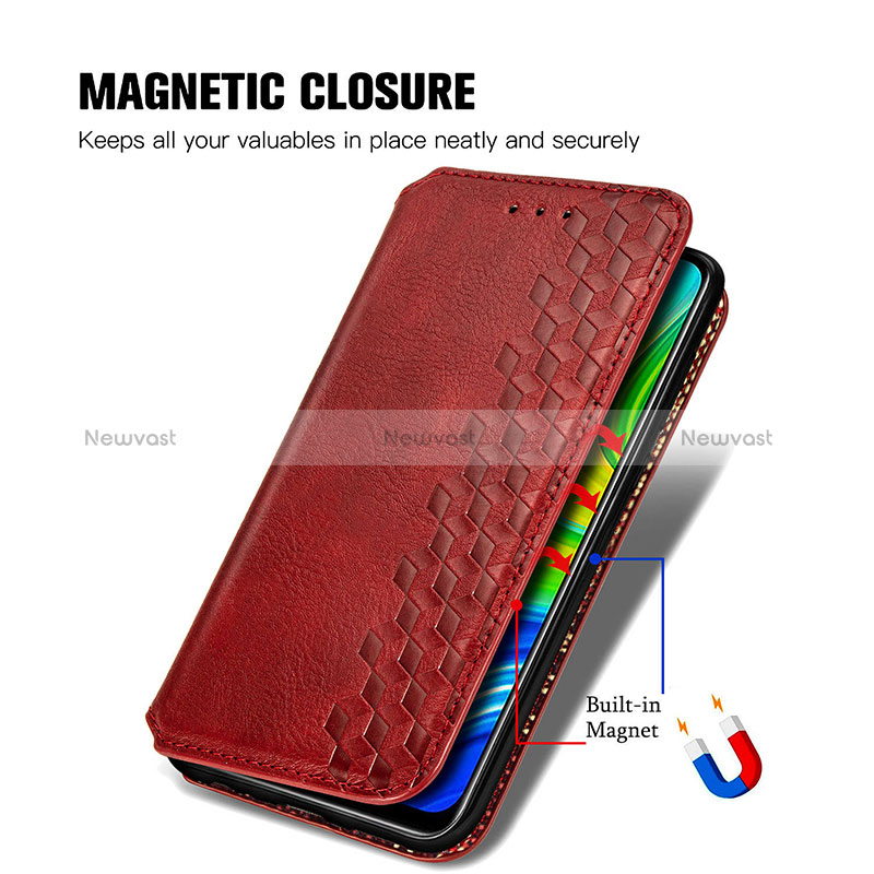 Leather Case Stands Flip Cover Holder S09D for Xiaomi Redmi Note 9