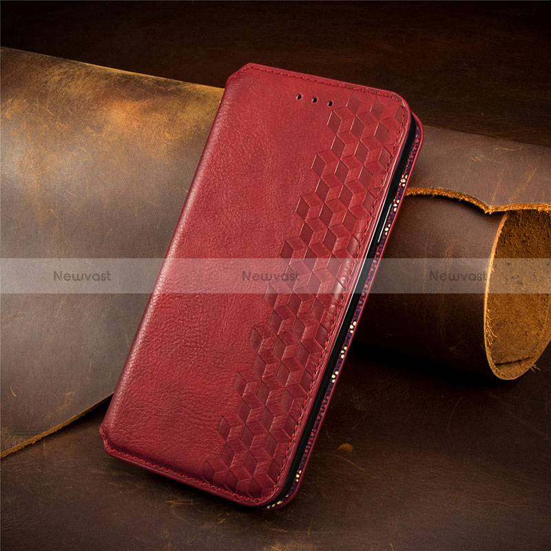 Leather Case Stands Flip Cover Holder S10D for Google Pixel 4a Red