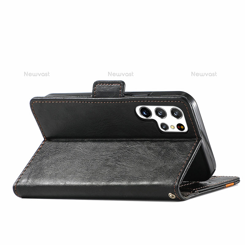 Leather Case Stands Flip Cover Holder S10D for Samsung Galaxy S22 Ultra 5G