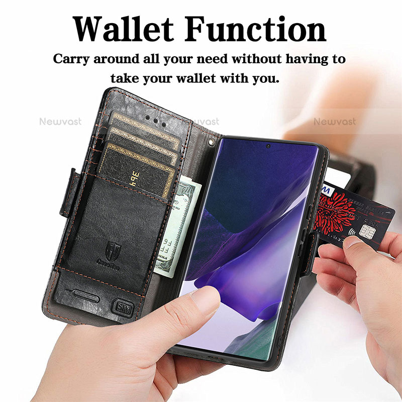 Leather Case Stands Flip Cover Holder S10D for Samsung Galaxy S22 Ultra 5G