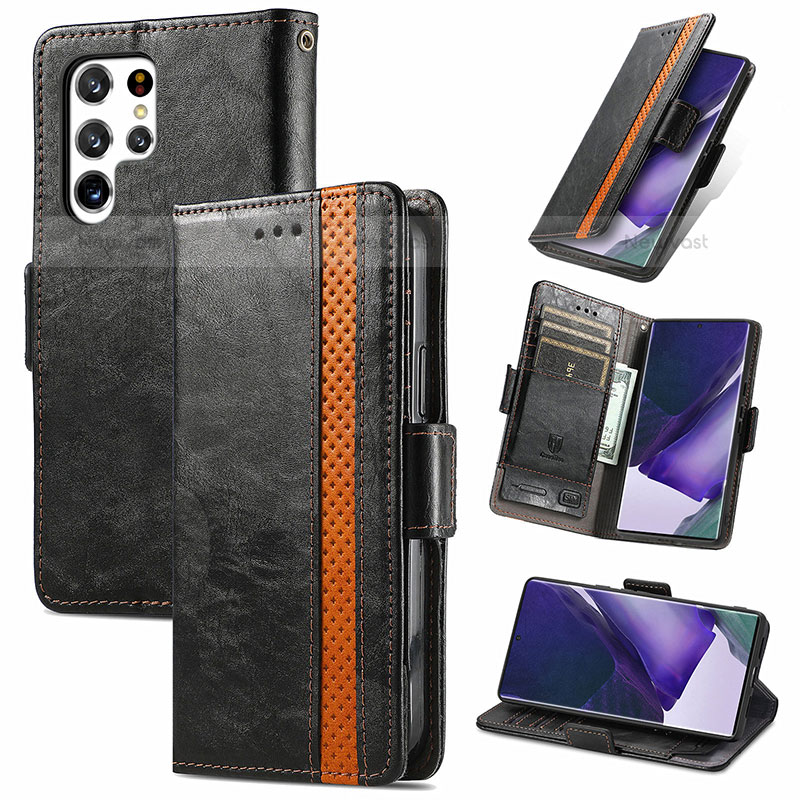 Leather Case Stands Flip Cover Holder S10D for Samsung Galaxy S23 Ultra 5G