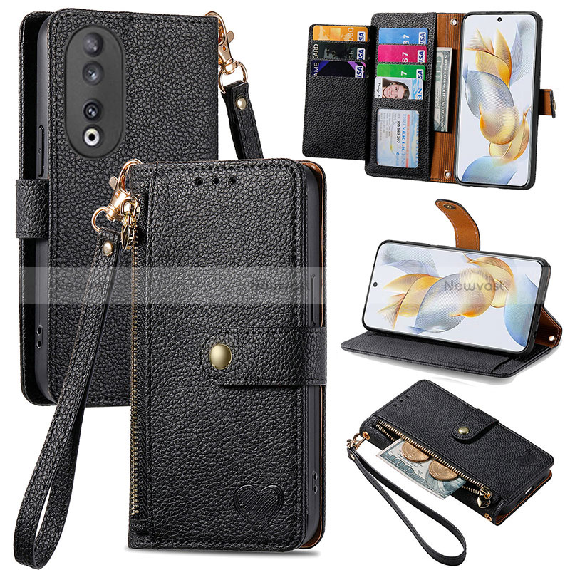 Leather Case Stands Flip Cover Holder S15D for Huawei Honor 90 5G