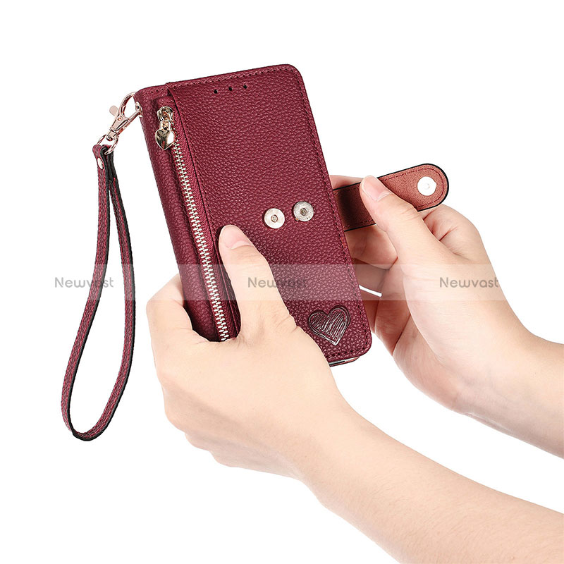 Leather Case Stands Flip Cover Holder S15D for Samsung Galaxy S22 Plus 5G