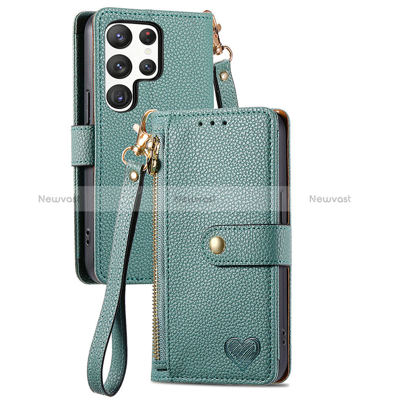 Leather Case Stands Flip Cover Holder S15D for Samsung Galaxy S23 Ultra 5G