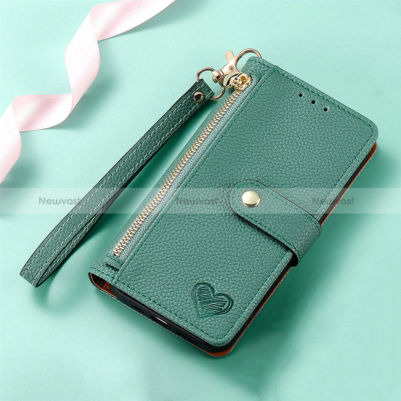 Leather Case Stands Flip Cover Holder S16D for Samsung Galaxy S22 Ultra 5G Green