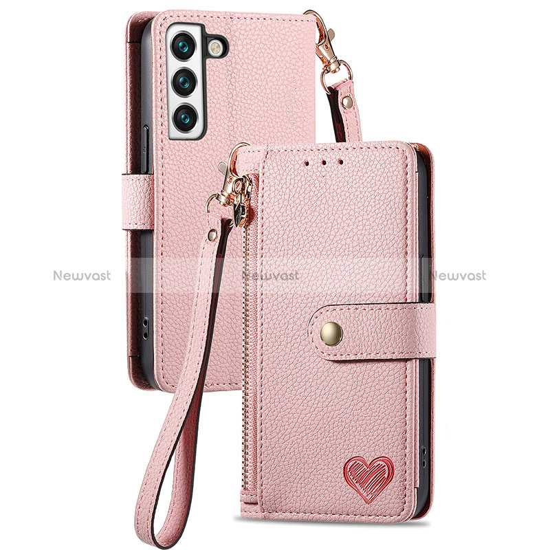 Leather Case Stands Flip Cover Holder S16D for Samsung Galaxy S23 5G Pink