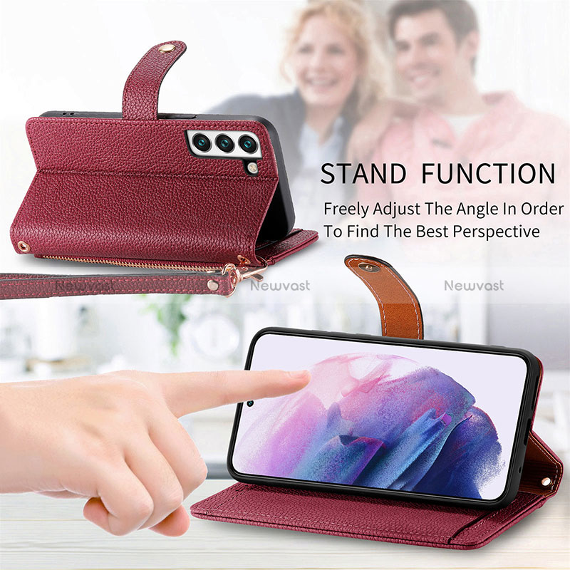 Leather Case Stands Flip Cover Holder S16D for Samsung Galaxy S23 Plus 5G