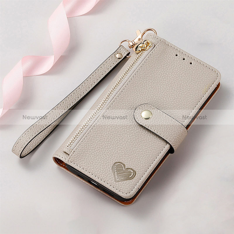 Leather Case Stands Flip Cover Holder S16D for Samsung Galaxy S23 Ultra 5G Gray