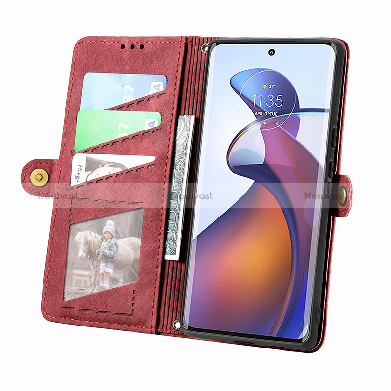 Leather Case Stands Flip Cover Holder S17D for Motorola Moto Edge 30 Fusion 5G