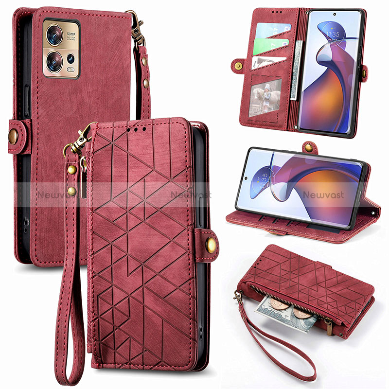 Leather Case Stands Flip Cover Holder S17D for Motorola Moto Edge 30 Pro 5G