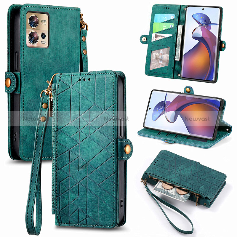 Leather Case Stands Flip Cover Holder S17D for Motorola Moto Edge 30 Pro 5G