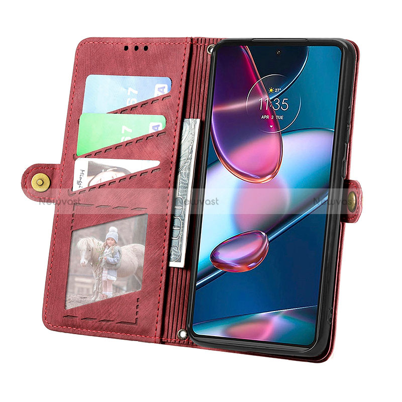 Leather Case Stands Flip Cover Holder S17D for Motorola Moto Edge Plus (2022) 5G