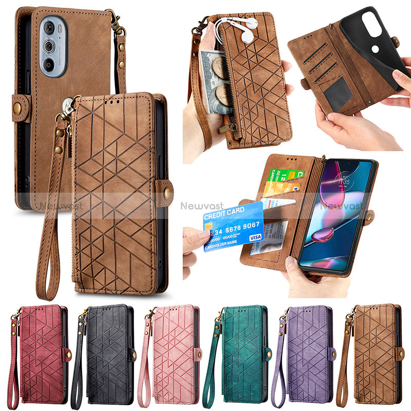 Leather Case Stands Flip Cover Holder S17D for Motorola Moto Edge Plus (2022) 5G