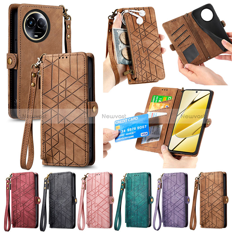 Leather Case Stands Flip Cover Holder S17D for Realme 11 5G