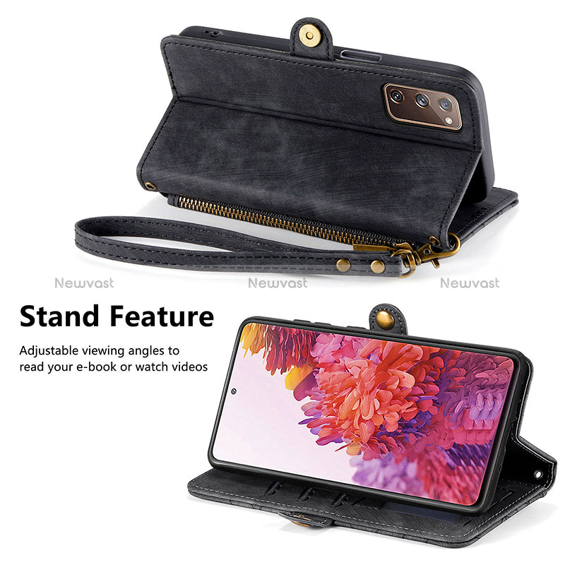 Leather Case Stands Flip Cover Holder S17D for Samsung Galaxy S20 FE (2022) 5G