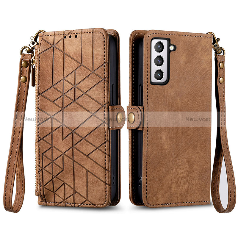 Leather Case Stands Flip Cover Holder S17D for Samsung Galaxy S21 FE 5G