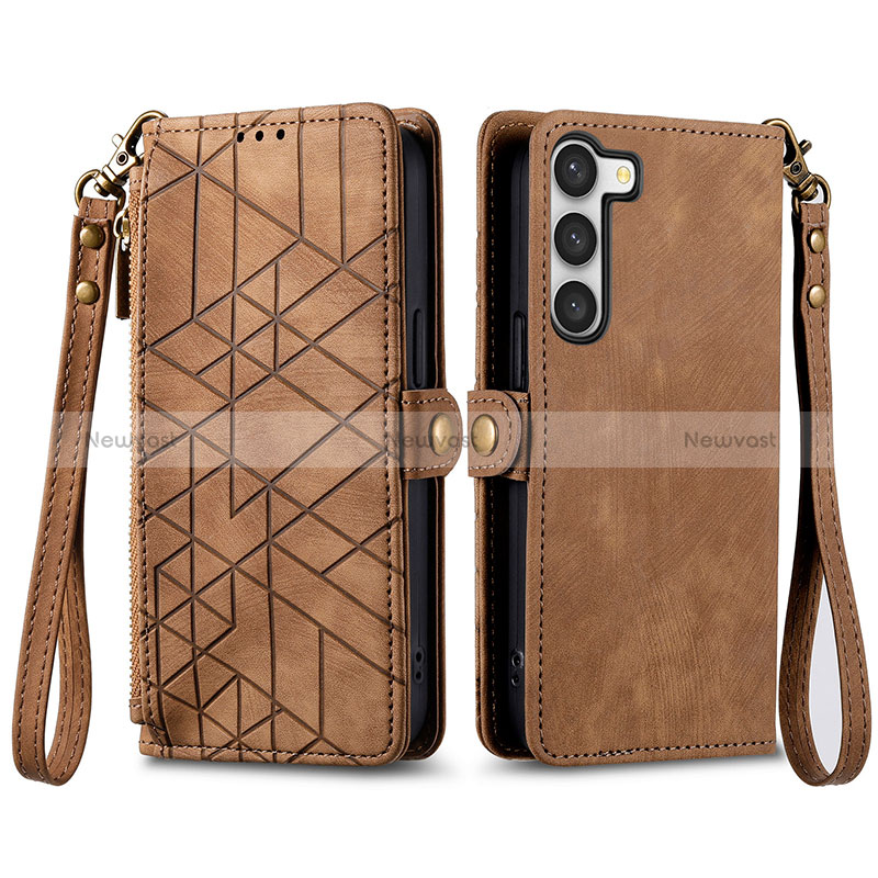 Leather Case Stands Flip Cover Holder S17D for Samsung Galaxy S22 Plus 5G