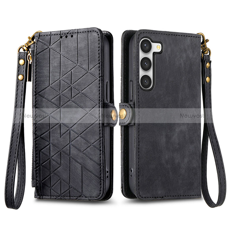 Leather Case Stands Flip Cover Holder S17D for Samsung Galaxy S22 Plus 5G