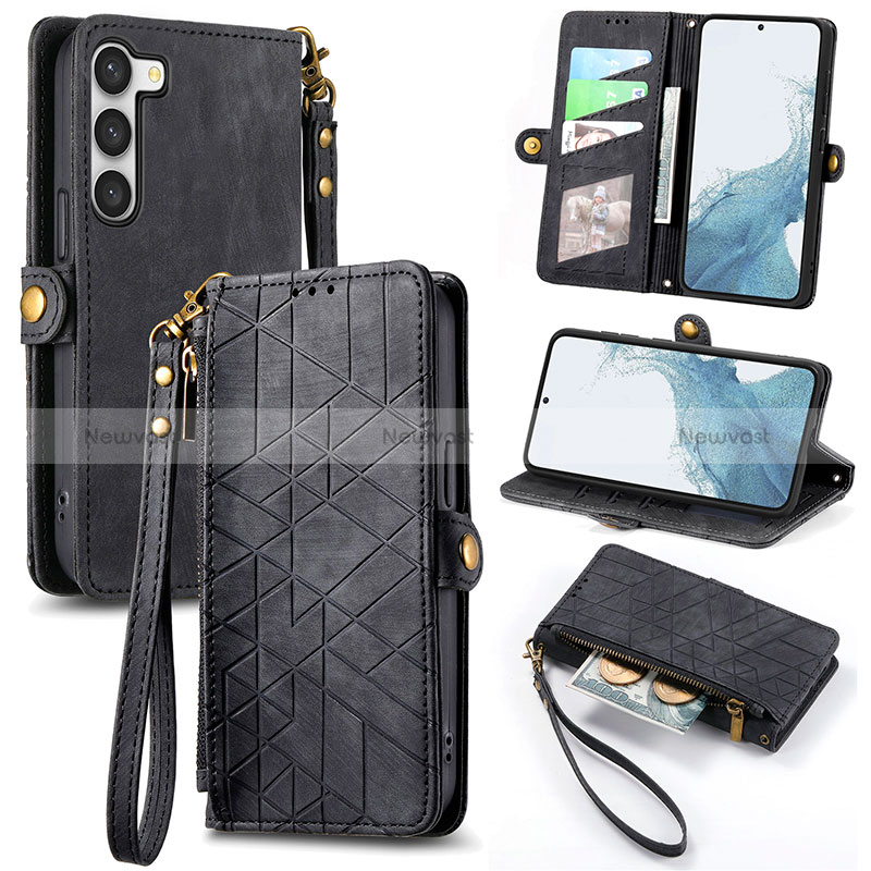 Leather Case Stands Flip Cover Holder S17D for Samsung Galaxy S22 Plus 5G