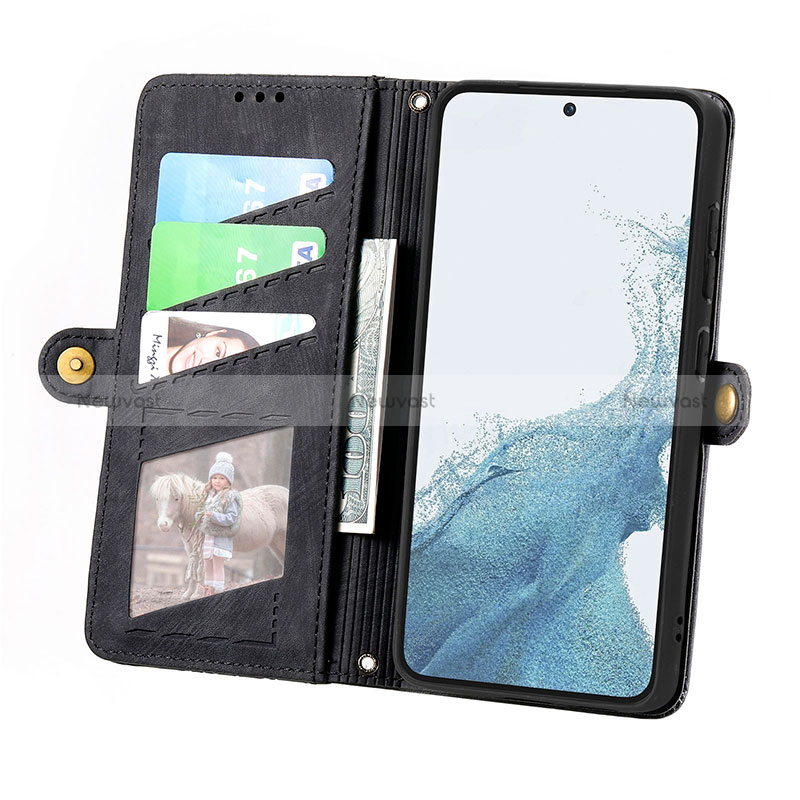 Leather Case Stands Flip Cover Holder S17D for Samsung Galaxy S22 Plus 5G