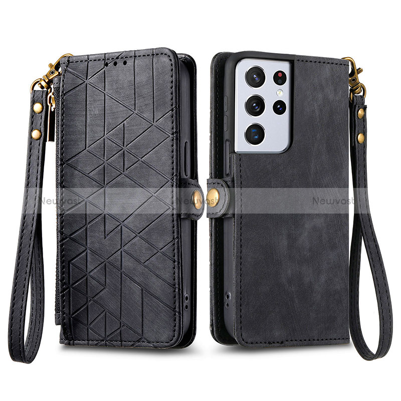 Leather Case Stands Flip Cover Holder S17D for Samsung Galaxy S23 Ultra 5G