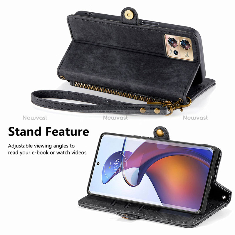 Leather Case Stands Flip Cover Holder S18D for Motorola Moto Edge 30 Fusion 5G