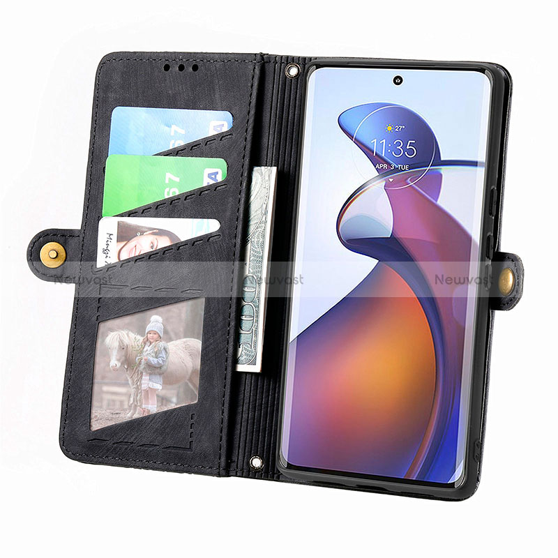 Leather Case Stands Flip Cover Holder S18D for Motorola Moto Edge 30 Fusion 5G
