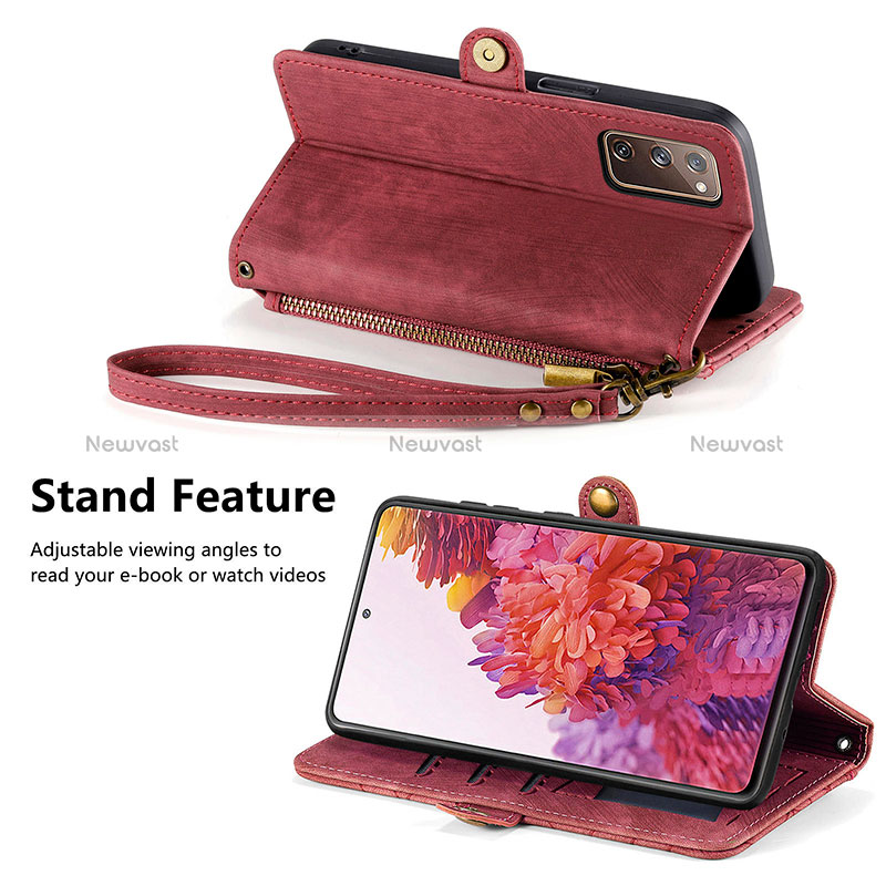 Leather Case Stands Flip Cover Holder S18D for Samsung Galaxy S20 FE 5G