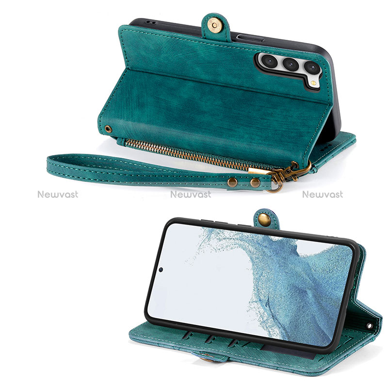 Leather Case Stands Flip Cover Holder S18D for Samsung Galaxy S22 5G