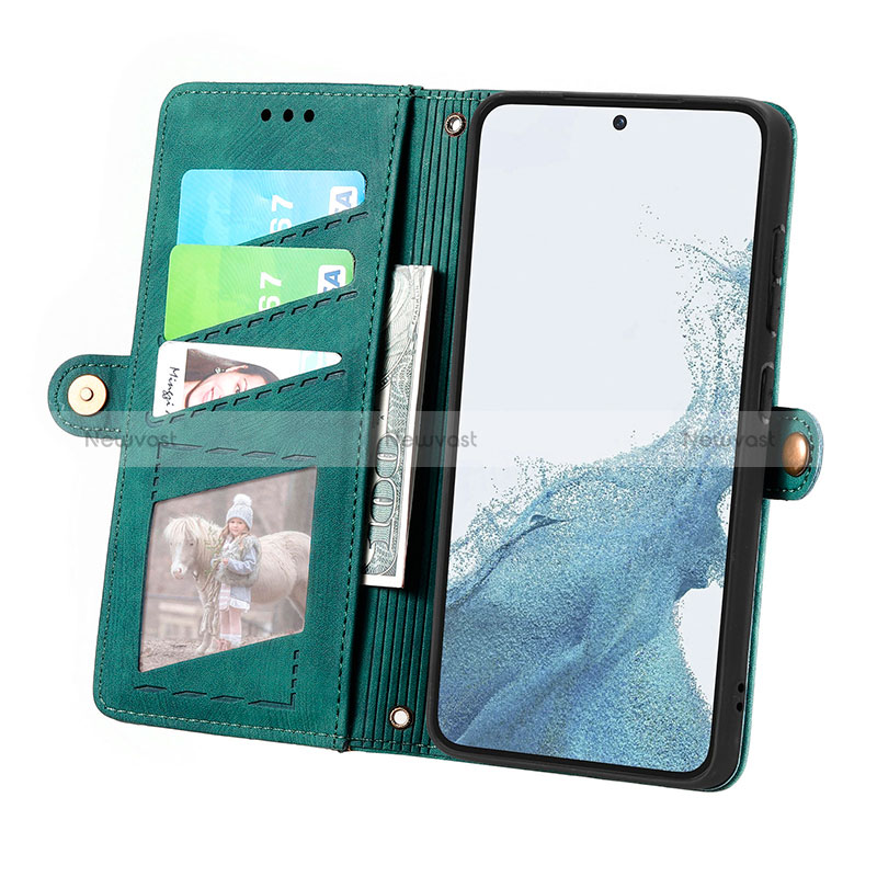 Leather Case Stands Flip Cover Holder S18D for Samsung Galaxy S22 Plus 5G