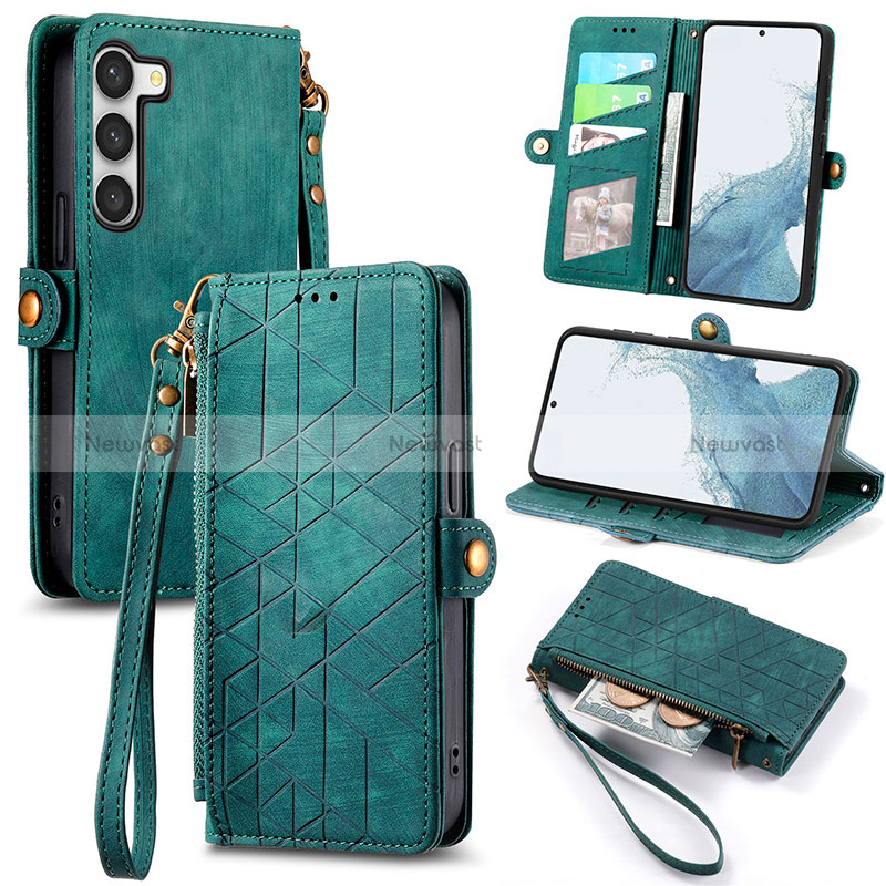 Leather Case Stands Flip Cover Holder S18D for Samsung Galaxy S22 Plus 5G