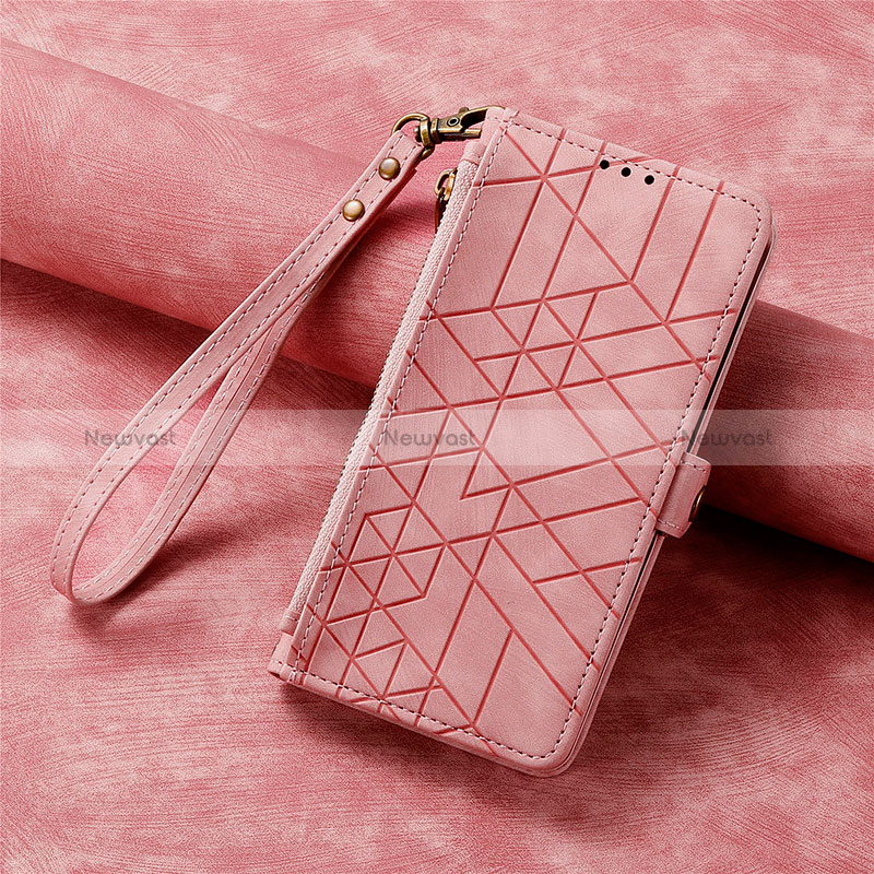 Leather Case Stands Flip Cover Holder S18D for Samsung Galaxy S22 Ultra 5G Pink