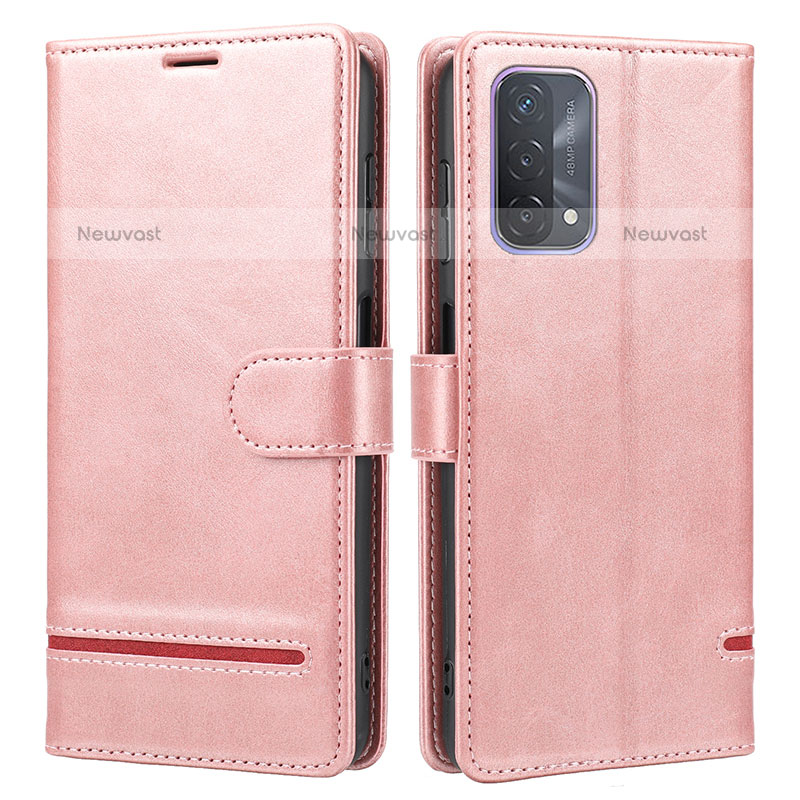 Leather Case Stands Flip Cover Holder SY1 for OnePlus Nord N200 5G Pink