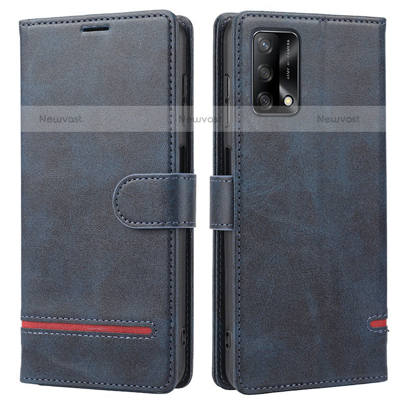 Leather Case Stands Flip Cover Holder SY1 for Oppo A74 4G Blue