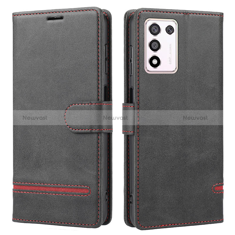 Leather Case Stands Flip Cover Holder SY1 for Oppo K9S 5G Black
