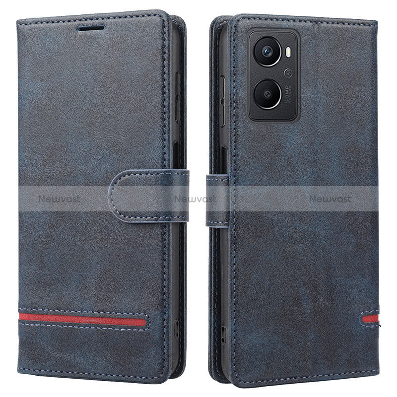 Leather Case Stands Flip Cover Holder SY1 for Oppo Reno7 Z 5G Blue