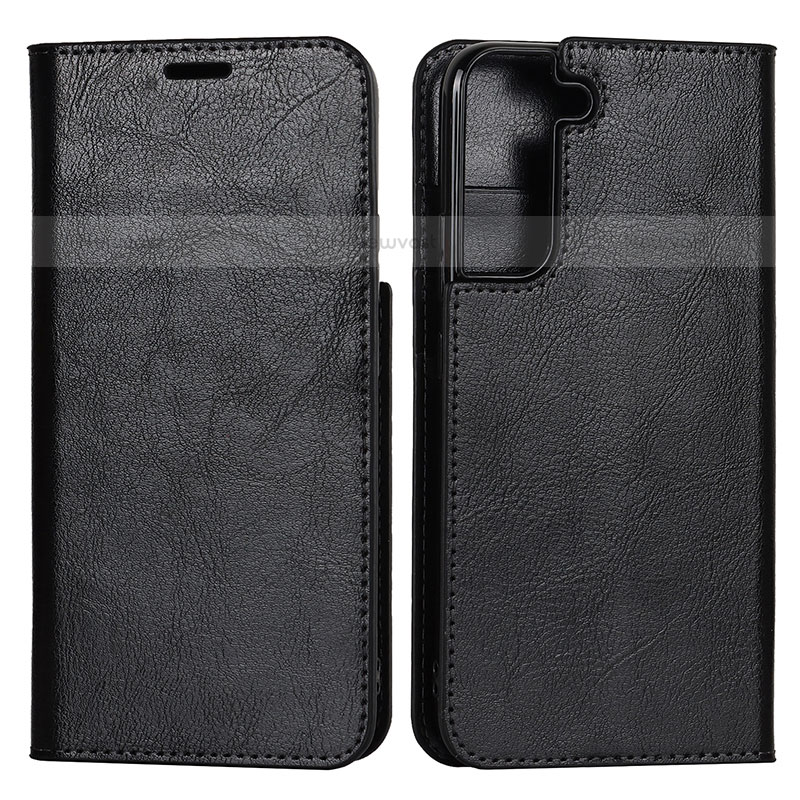 Leather Case Stands Flip Cover Holder T01D for Samsung Galaxy S21 Plus 5G Black