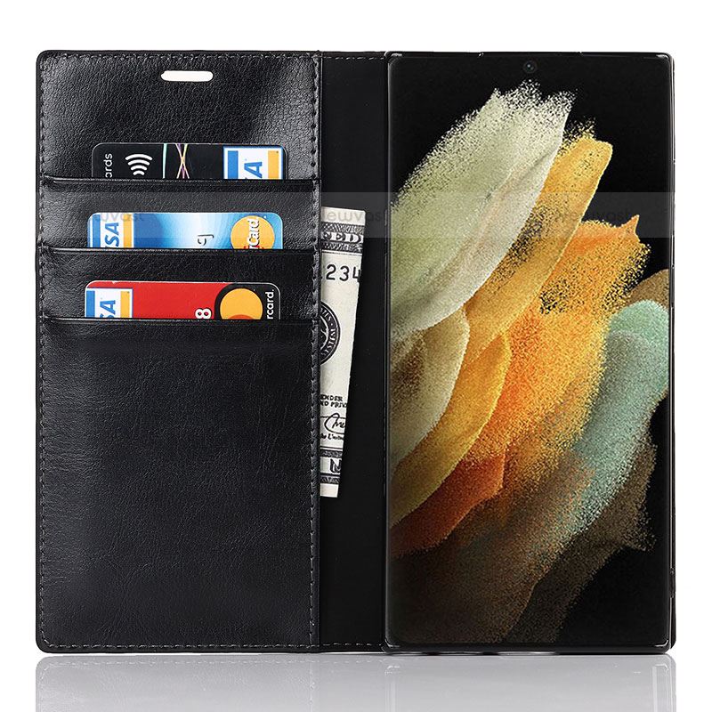 Leather Case Stands Flip Cover Holder T01D for Samsung Galaxy S23 Ultra 5G