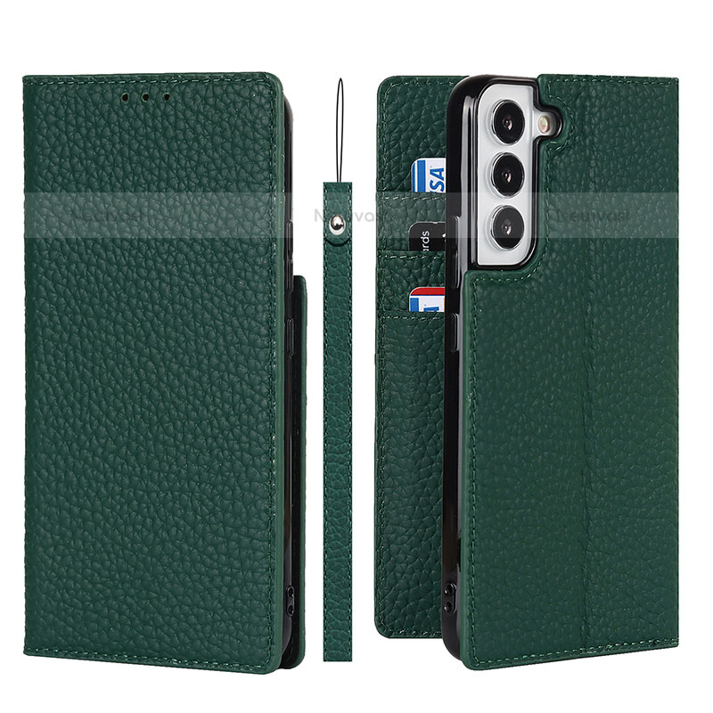 Leather Case Stands Flip Cover Holder T02D for Samsung Galaxy S21 Plus 5G