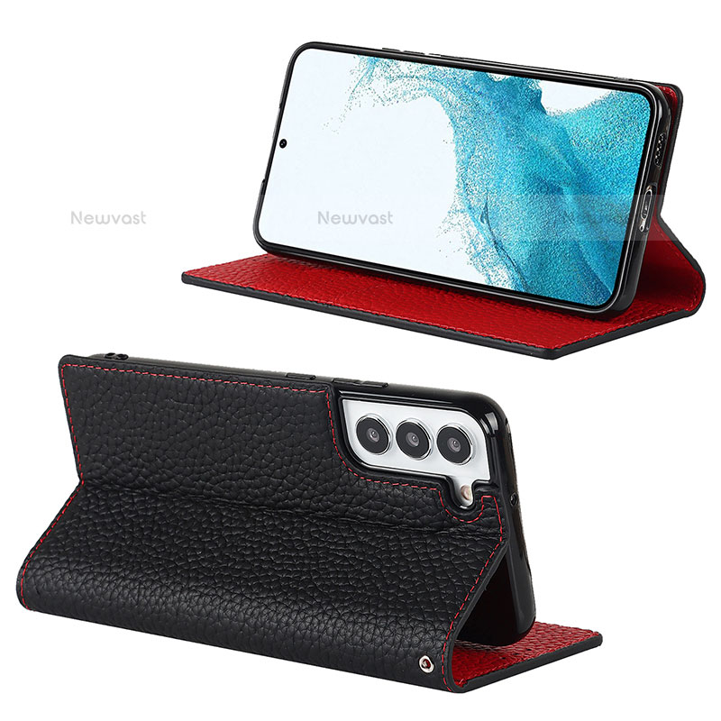 Leather Case Stands Flip Cover Holder T02D for Samsung Galaxy S22 Plus 5G