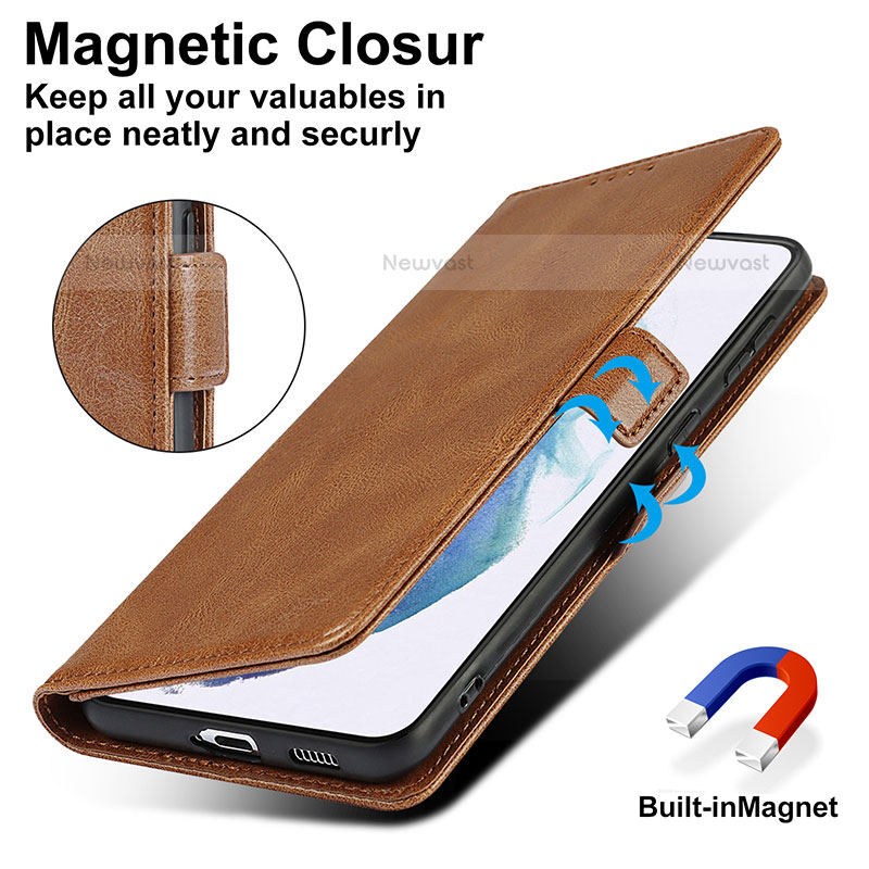 Leather Case Stands Flip Cover Holder T04D for Samsung Galaxy S21 5G